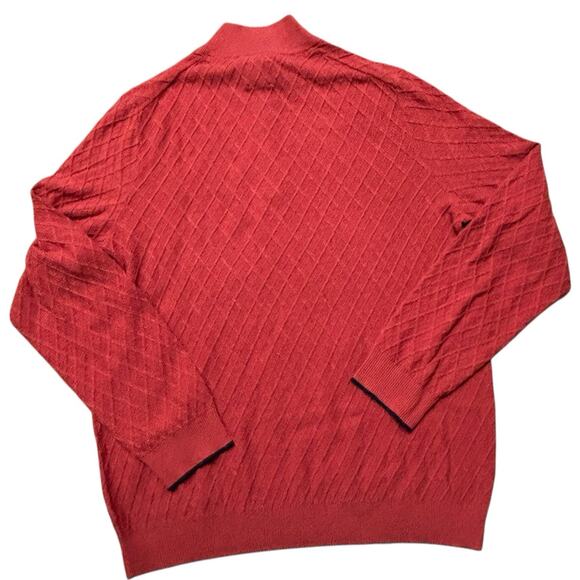 Jos A Bank Cotton 1/4 Zip Burnt Orange Diamond Pattern Sweater 2XLT NEW - Picture 2 of 8